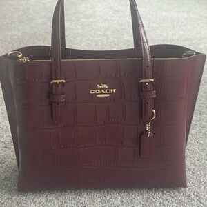 Coach Croc Mollie Deep Burgundy Croc-Embossed Tote